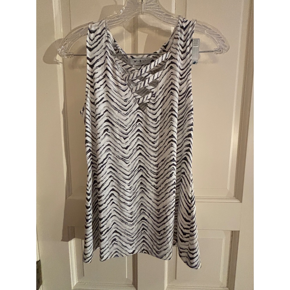 White House Black Market WHBM Zebra Chevron Strappy V-Neck Tank Top Womens Small